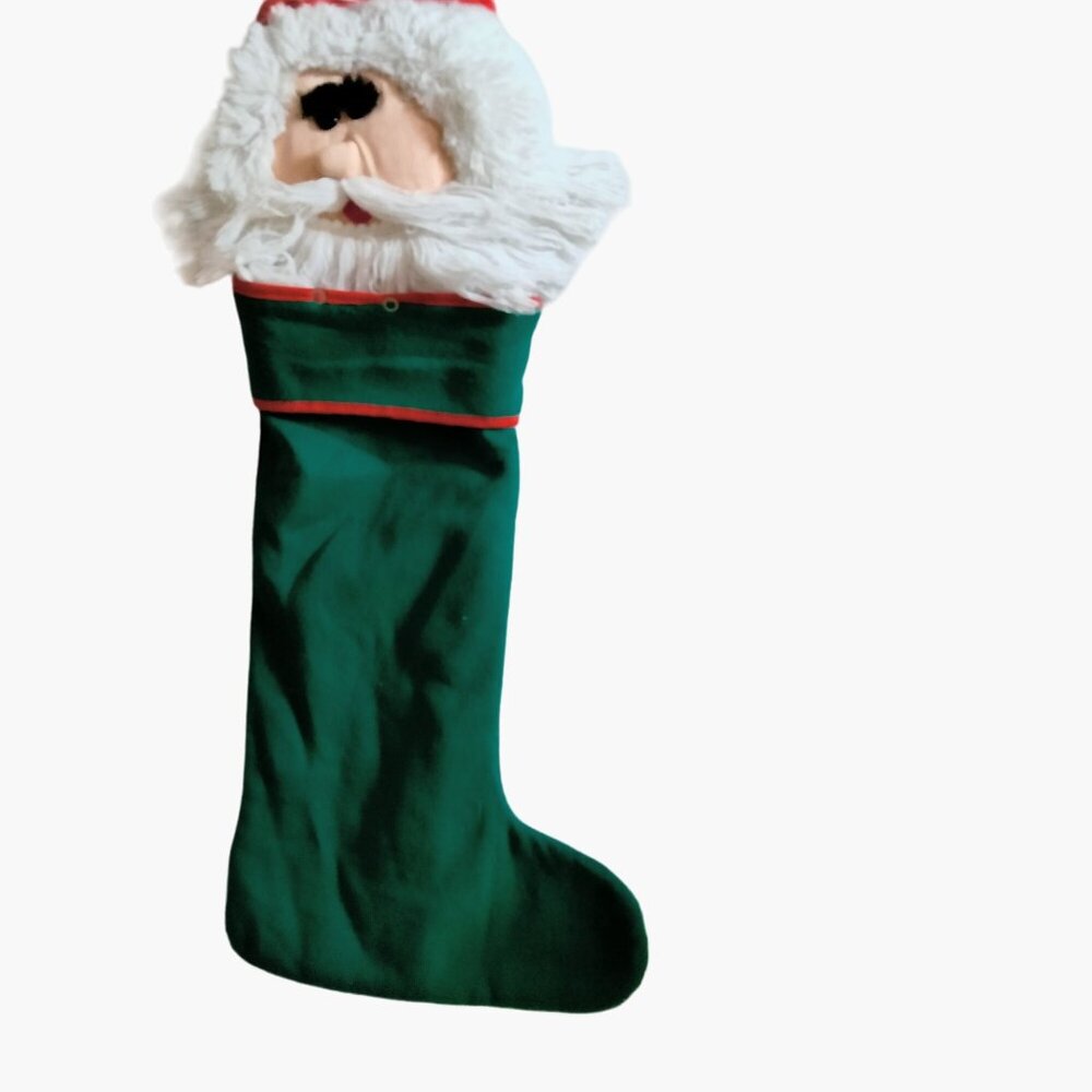 Santa Claus Christmas Stocking Large 24 Inches Plush head Handmade - Picture 1 of 5